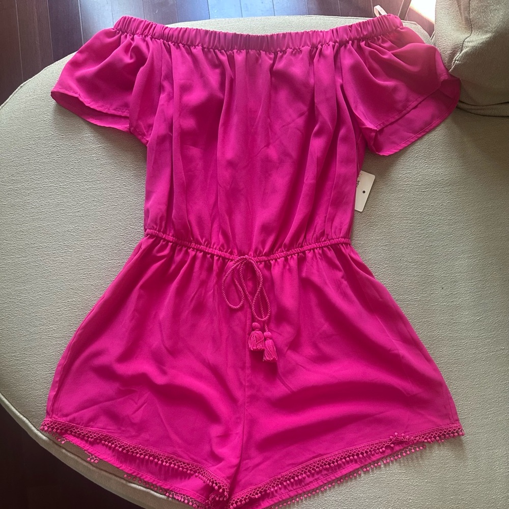 NWT BOHO CHIC HOT PINK Off-Shoulder Romper